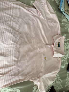 Vineyard  Men's Pink Striped Polo Shirt